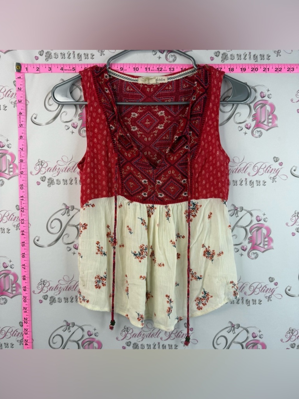 Rewind Tank Top and Cream Boho Split-Panel Sleeveless Tank